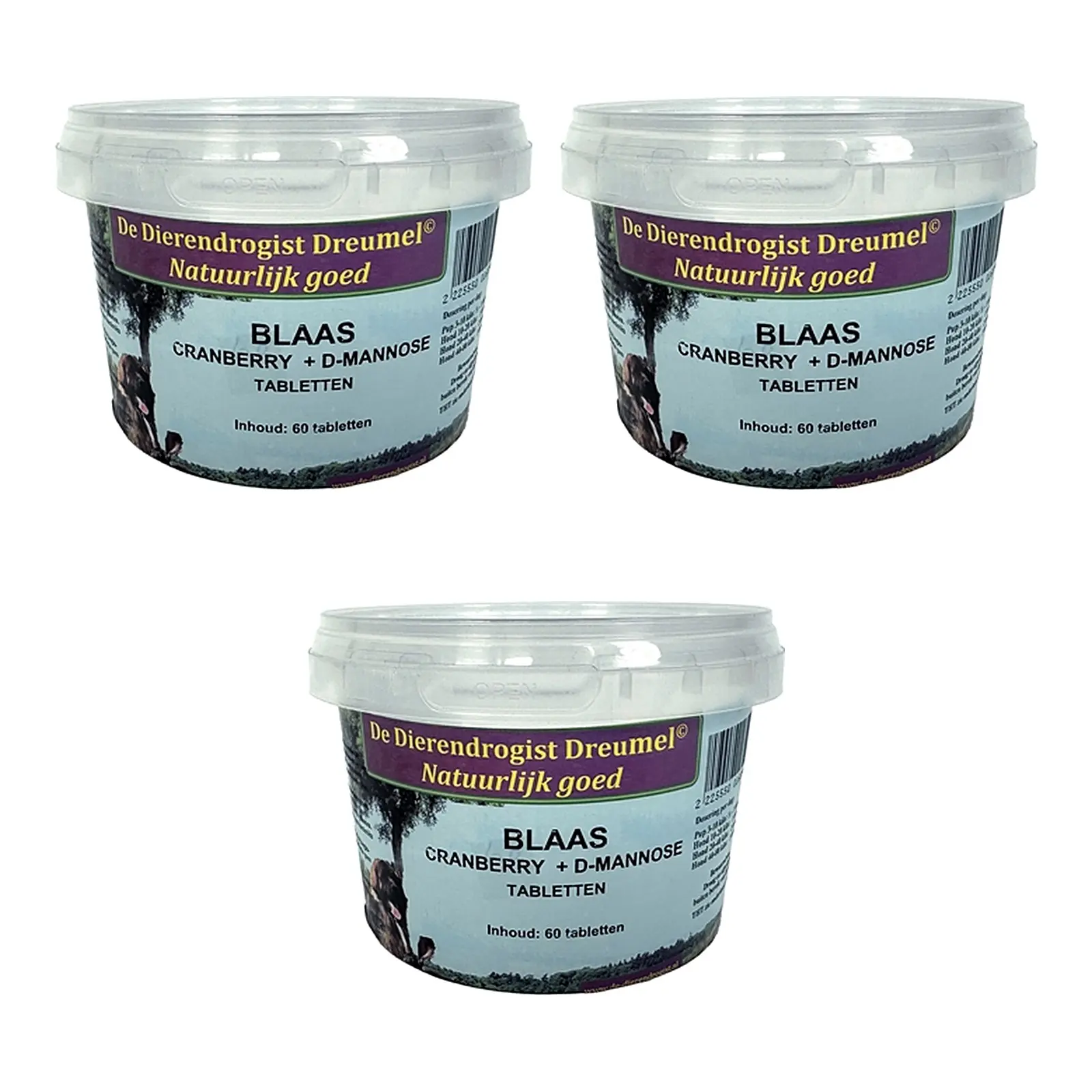 Dierendrogist blaas cranberry + D-mannose 60 stuks – 3 stuks, voor honden (multipack) - Afbeelding 1