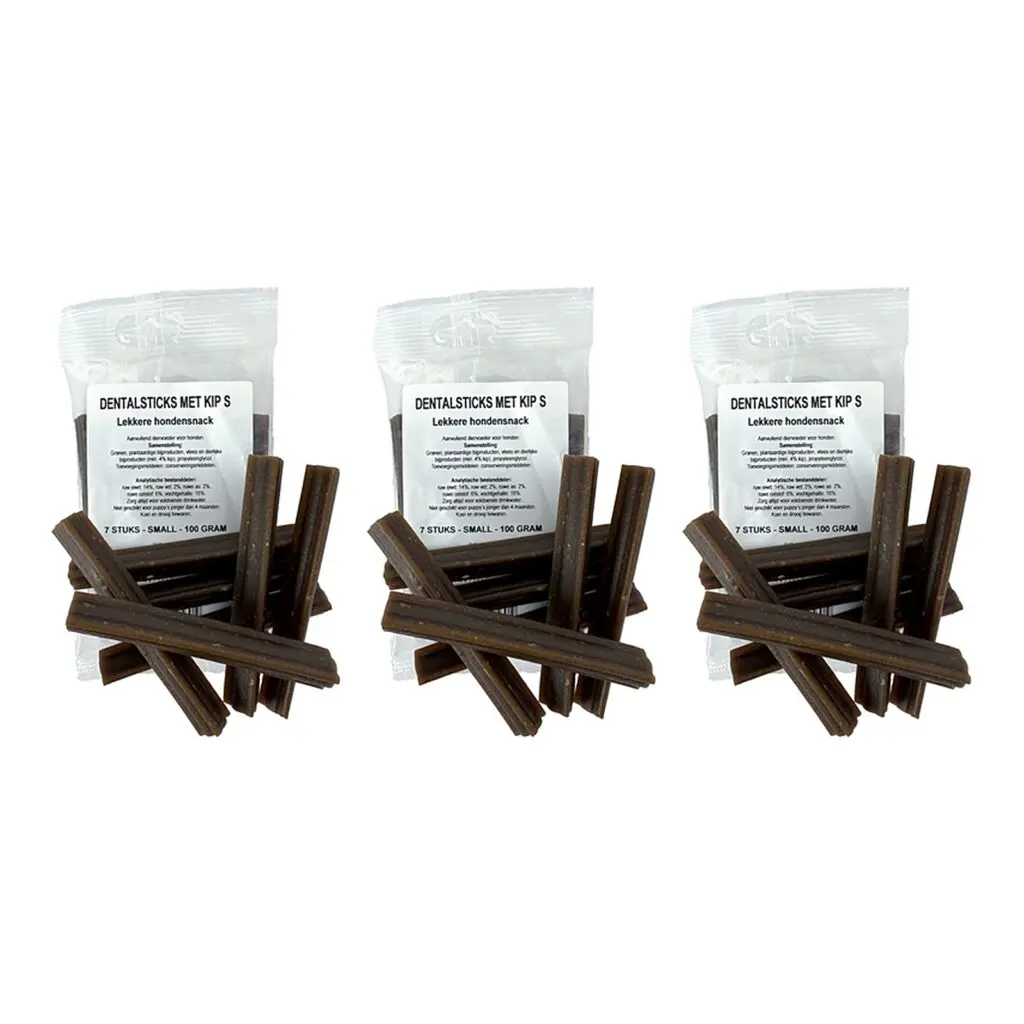I Am Dental Sticks kip S – 3 stuks, kauwsnack voor honden, 16 x 7 stuks (multipack)