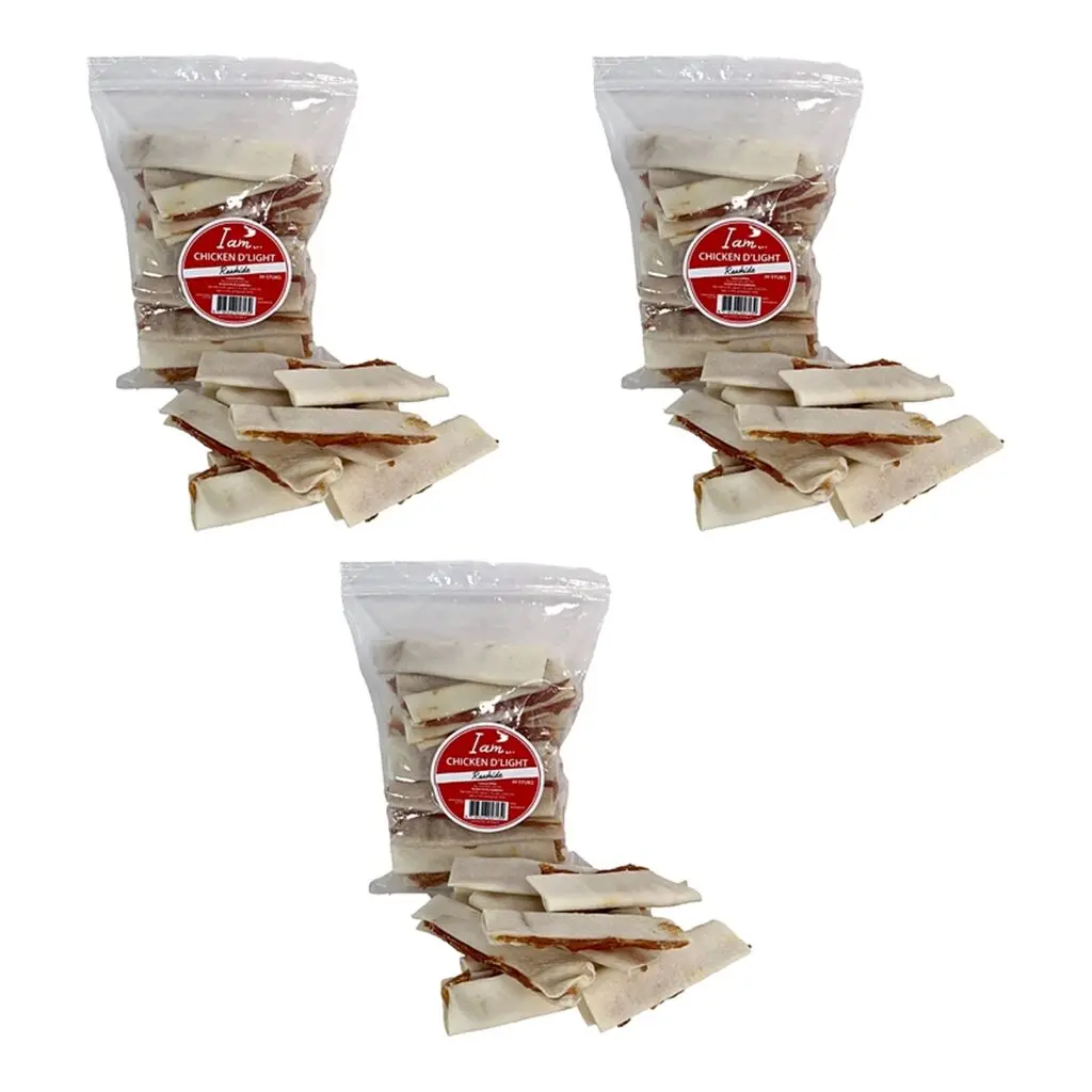I Am Chicken D'Light Rawhide hondensnack 30 stuks – 3 stuks, kip en runderhuid (multipack)