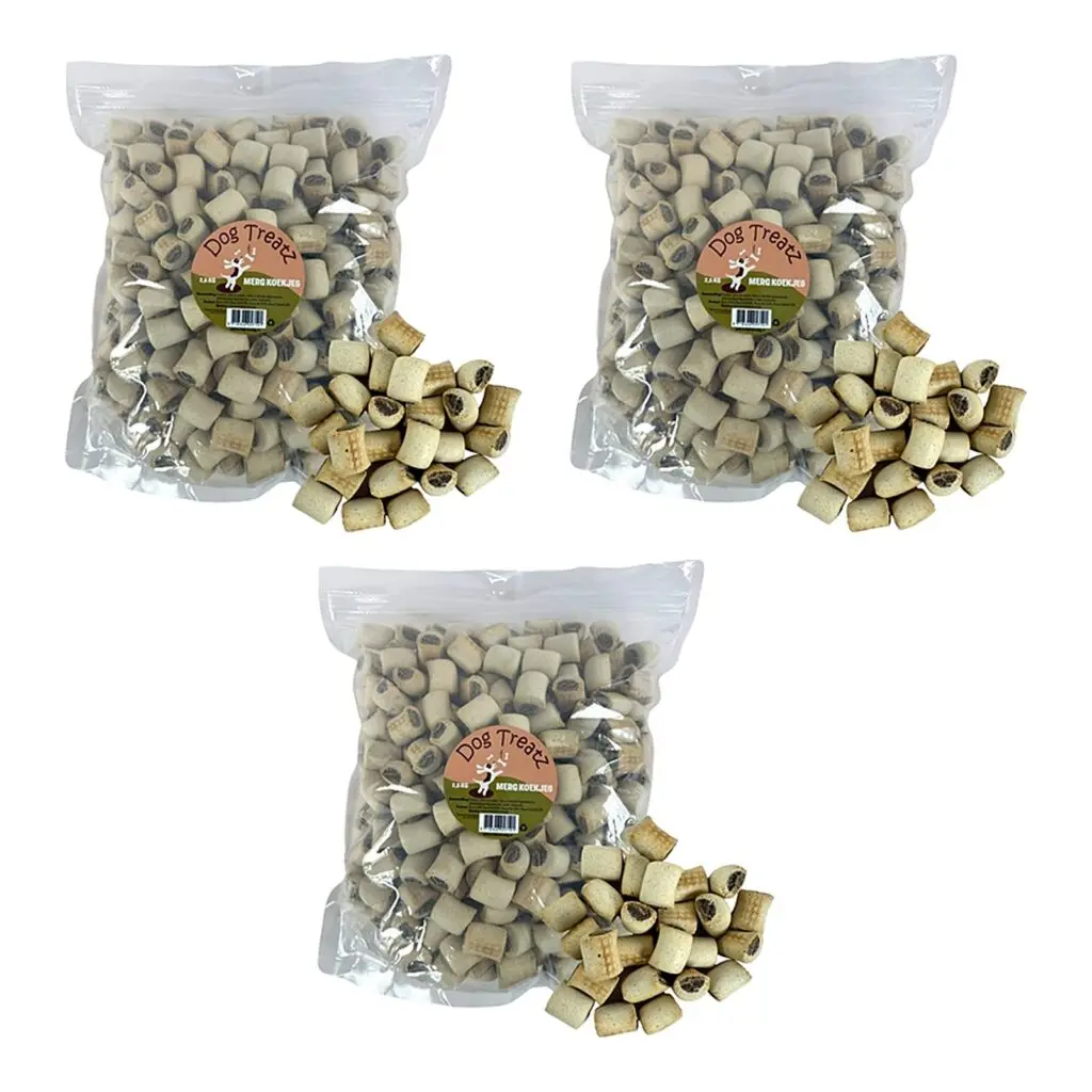 Dog Treatz mergkoekjes 2,5 kg – 3 stuks, krokante hondensnacks met rundvlees (multipack)