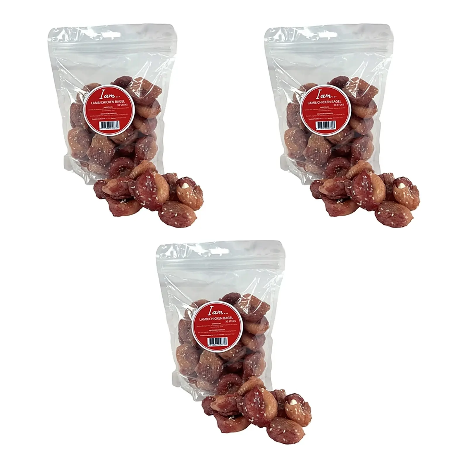 I Am Bagel lam en kip hondensnacks 30 stuks – 3 stuks, 56% vlees (multipack) - Afbeelding 1