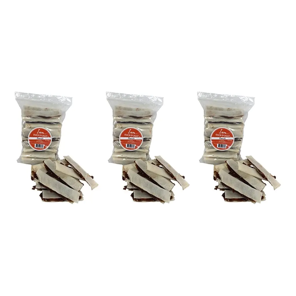 I Am Duck D'Light Rawhide hondensnack 30 stuks – 3 stuks, eend en runderhuid (multipack)
