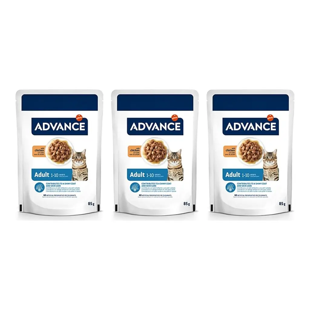 Advance kattenvoer Adult kip 12 x 85 g – 3 stuks, natvoer voor volwassen katten (multipack)