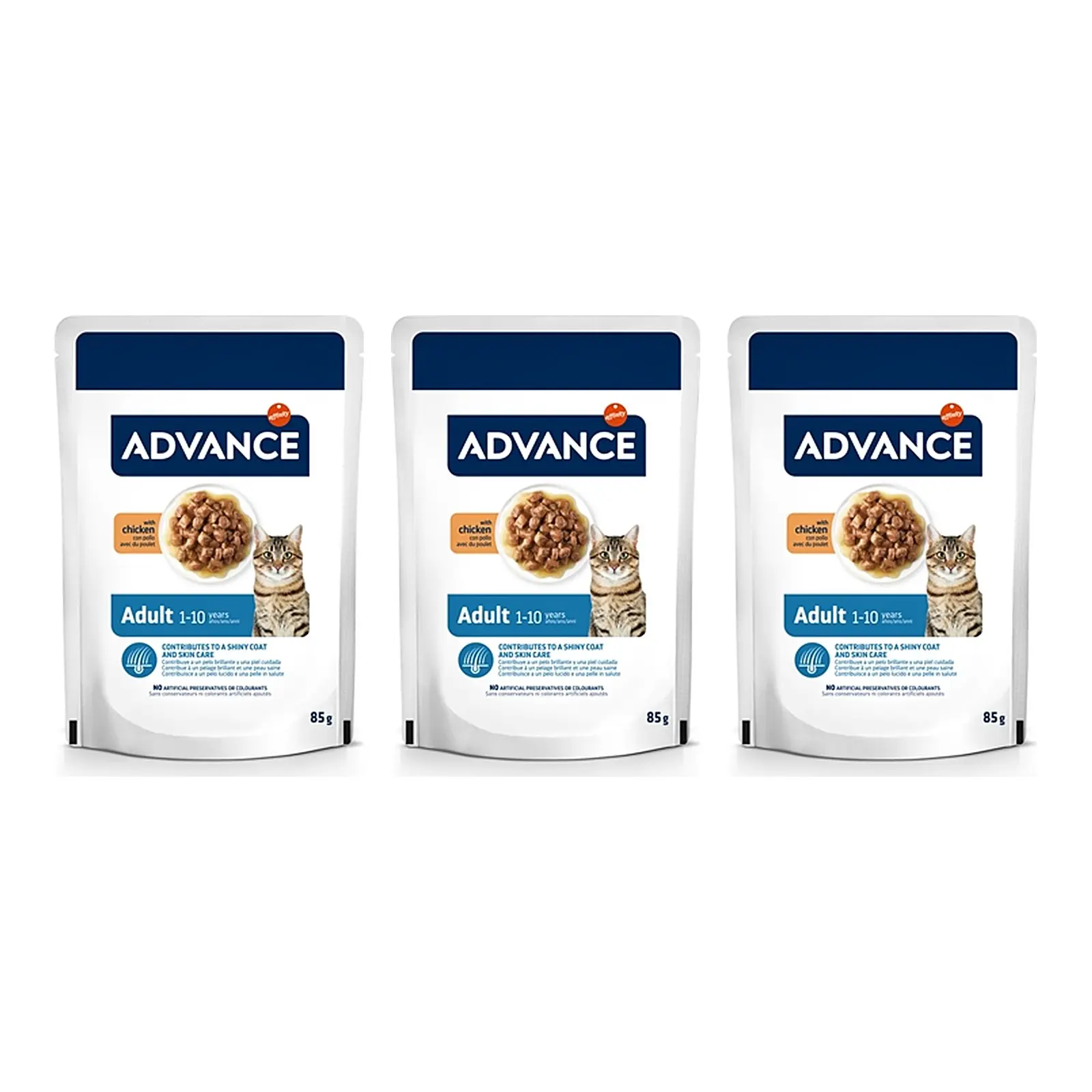Advance kattenvoer Adult kip 12 x 85 g – 3 stuks, natvoer voor volwassen katten (multipack) - Afbeelding 1