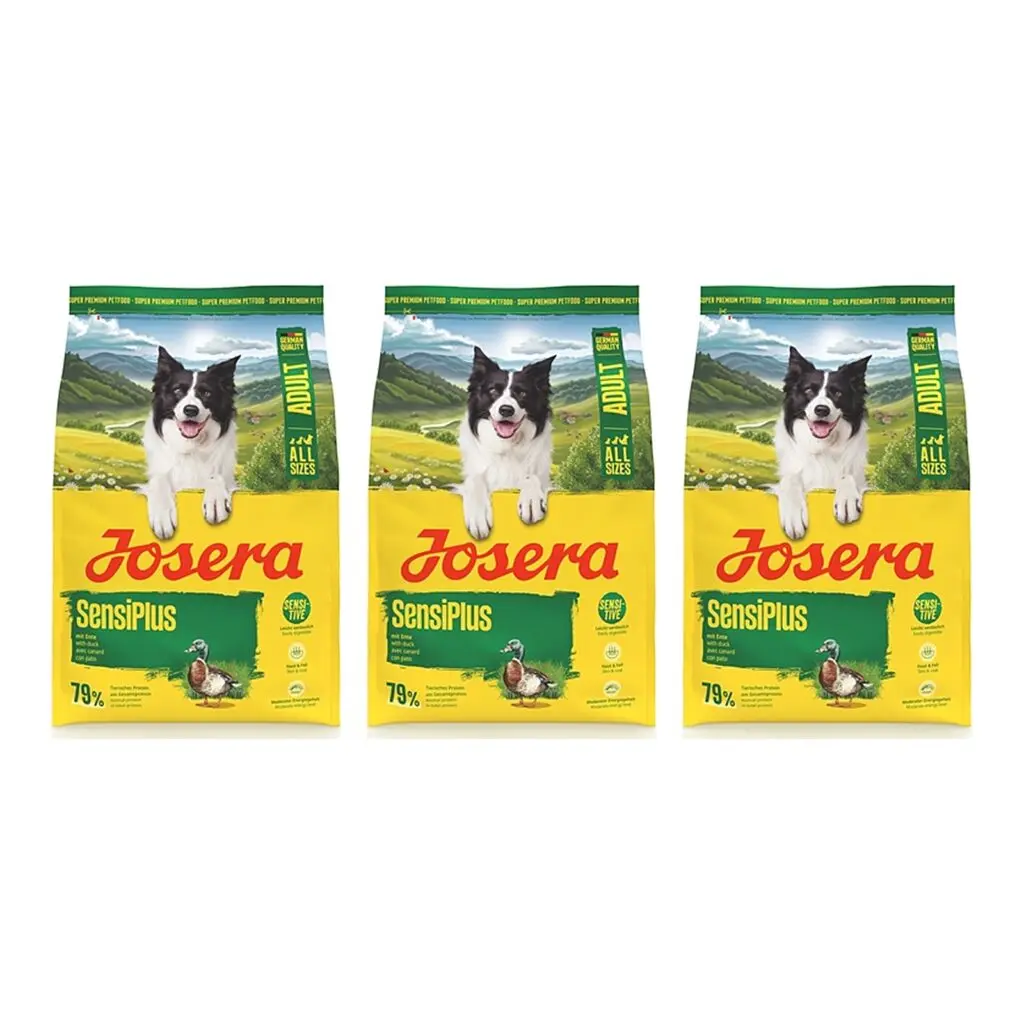 Josera hondenvoer Adult Sensiplus 3 kg – 3 stuks, eend en rijst, glutenvrij (multipack)