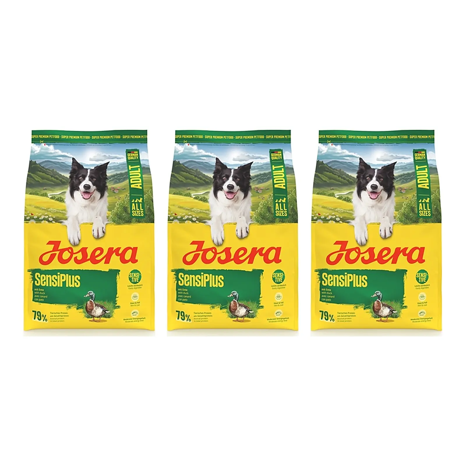 Josera hondenvoer Adult Sensiplus 3 kg – 3 stuks, eend en rijst, glutenvrij (multipack) - Afbeelding 1