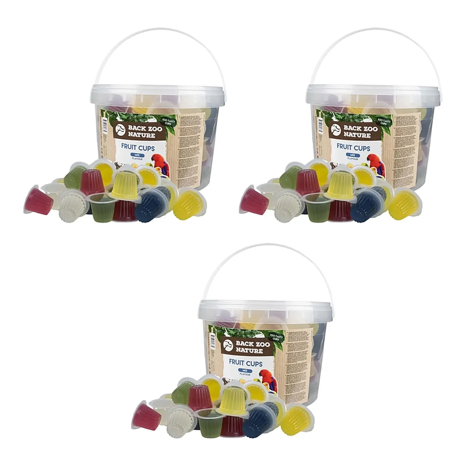 Back Zoo Nature fruitcup mix assorti 100 stuks – 3 stuks, emmer fruitkuipjes (multipack) - Afbeelding 1