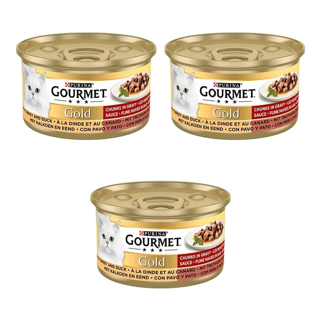 Gourmet Gold kattenvoer kalkoen en eend 85 g – multipack 3 x 24 stuks