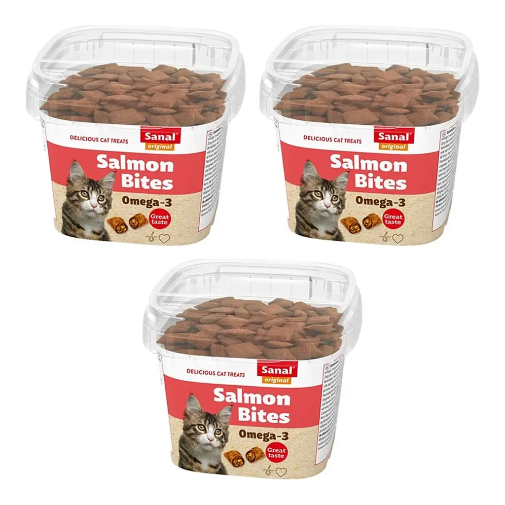 Sanal kattensnoepjes Bites Cup zalm 75 g – multipack 3 stuks