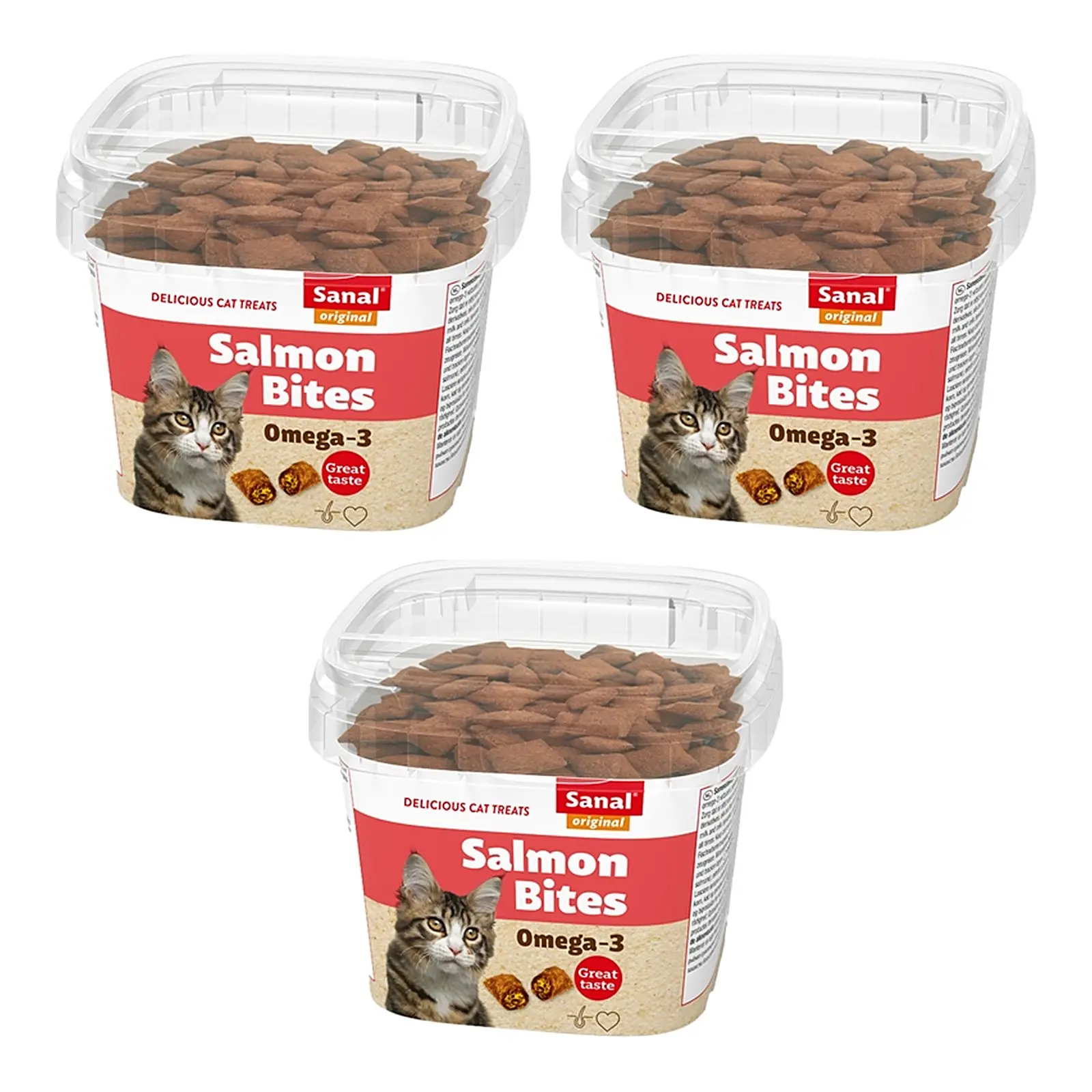 Sanal kattensnoepjes Bites Cup zalm 75 g – multipack 3 stuks - Afbeelding 1