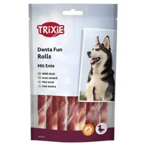 Trixie Denta Fun Duck Chewing Rolls 12 cm 80 g – kauwsnack eend - Afbeelding 1