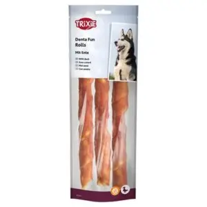 Trixie Denta Fun Duck Chewing Rolls 28 cm 250 g – lange kauwrollen - Afbeelding 1