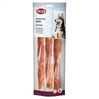 Trixie Denta Fun Duck Chewing Rolls 28 cm 250 g – lange kauwrollen