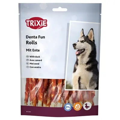 Trixie Denta Fun Duck Chewing Rolls 12 cm 240 g – voordeelzak