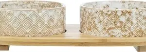 Trixie set voerbak en waterbak keramiek/bamboe wit/natuur 2 x 800 ml - Afbeelding 5