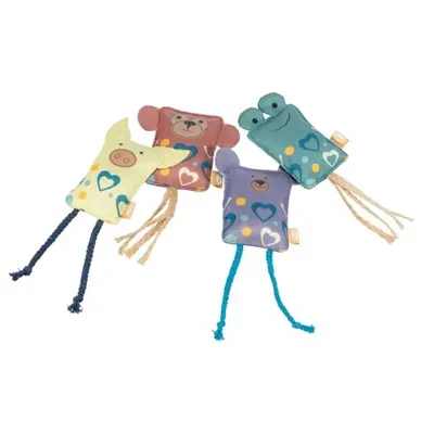 Trixie speelkussen kattenspeeltje stof assorti 10 cm – 4 stuks