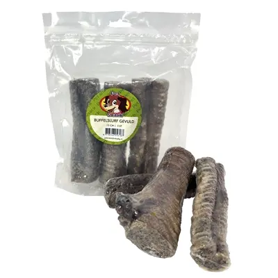 Petsnack buffelslurf gevuld 15 cm 2 stuks – kauwsnack voor honden