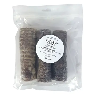 Petsnack buffelslurf gevuld 15 cm 2 stuks – kauwsnack voor honden