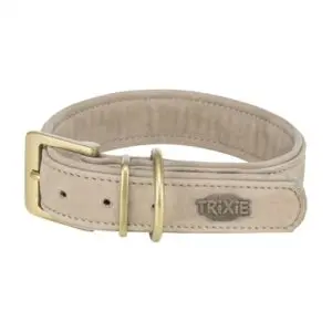 Trixie halsband hond Pure leer lichtgrijs L-XL 52-63 x 4 cm - Afbeelding 1