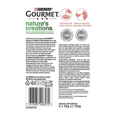 Gourmet Nature's Creations kattensnack puree zalm 11 x 5 x 10 g