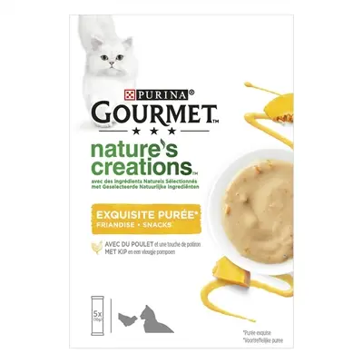 Gourmet Nature's Creations kattensnack puree kip 11 x 5 x 10 g