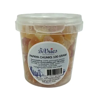 De Vries papaya chunks 155 ml (ca. 100 g) – vogelsnack