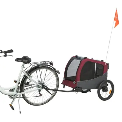 Trixie hondenfietskar grijs/rood 76/136 x 66 x 74 cm – tot 22 kg