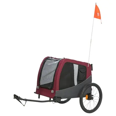 Trixie hondenfietskar grijs/rood 80/145 x 75 x 86 cm – tot 30 kg