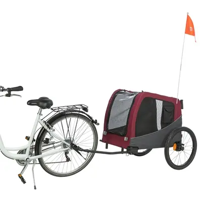 Trixie hondenfietskar grijs/rood 80/145 x 75 x 86 cm – tot 30 kg