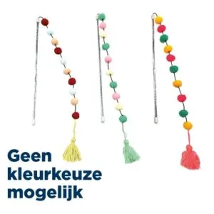 Croci kattenhengel Pompom assorti 30 x 5 cm – met belletjes - Afbeelding 1