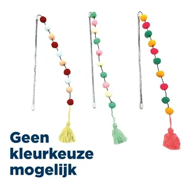 Croci kattenhengel Pompom assorti 30 x 5 cm – met belletjes