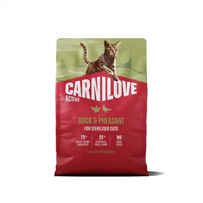 Carnilove kattenvoer Active Sterilised eend en fazant 2 kg – graanvrij