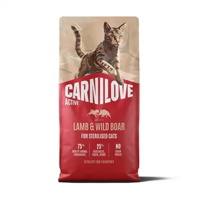 Carnilove kattenvoer Active Sterilised lam en wild zwijn 6 kg – graanvrij
