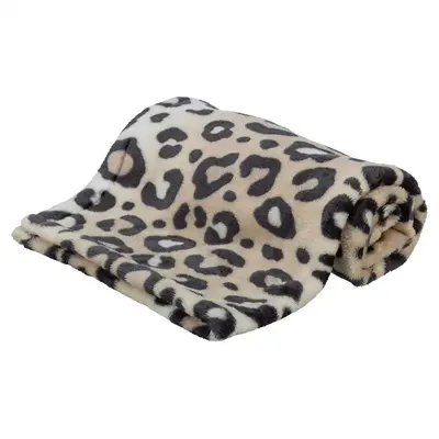 Trixie hondendeken Leo softpluche panterprint crème 150 x 100 cm