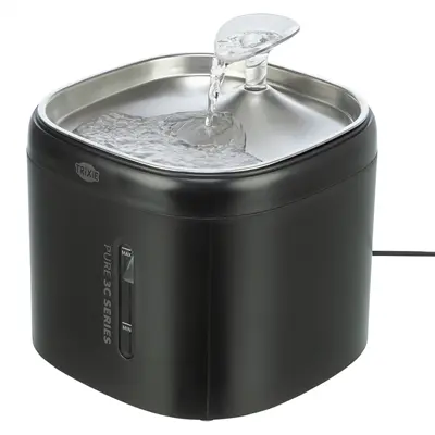 Trixie drinkfontein Aqua Pure kunststof/rvs zwart 18 x 18 x 14,5 cm