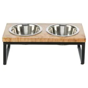 Trixie hondenbar voerbak en drinkbak mangohout zwart/bruin 31 x 16 x 8 cm - Afbeelding 1