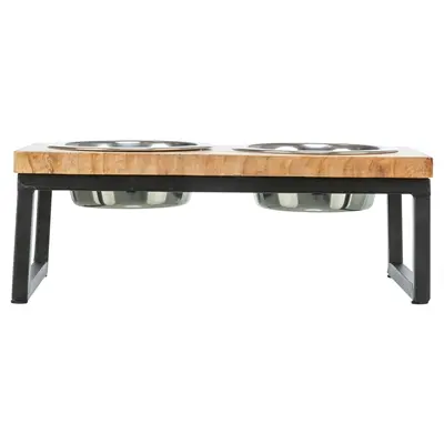 Trixie hondenbar voerbak en drinkbak mangohout zwart/bruin 31 x 16 x 8 cm