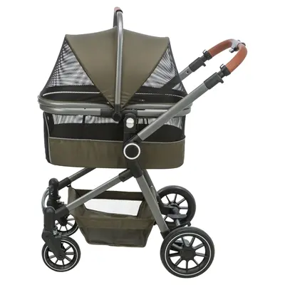 Trixie hondenbuggy olijfgroen – afneembare mand, tot 22 kg