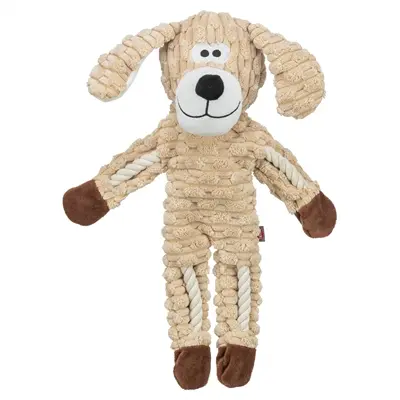 Trixie hondenspeeltje hond pluche met touw zand 38 cm