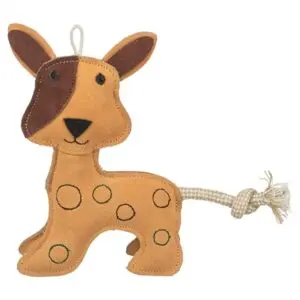 Trixie hondenspeeltje hond staand leer bruin 25 cm – met touw - Afbeelding 1