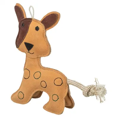 Trixie hondenspeeltje hond staand leer bruin 25 cm – met touw