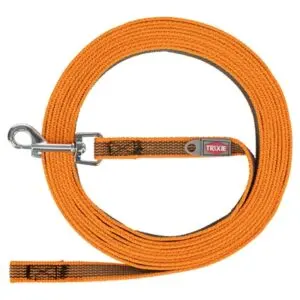 Trixie sleeplijn rubber bekleed oranje 10 m x 1,5 cm – zonder handlus - Afbeelding 1