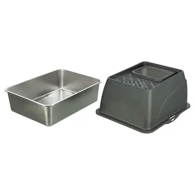 Trixie kattenbak Hop-In RVS grijs 40 x 52 x 39 cm – boveninstap