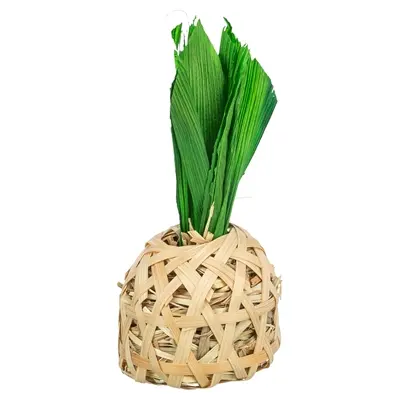 Trixie knaagspeelgoed ananas bamboe met maïsbladeren en hooi 14 cm