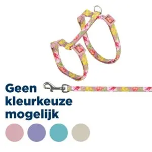 Trixie kattentuigje met riem bloemenmotief assorti 27-45 x 1 cm - Afbeelding 1
