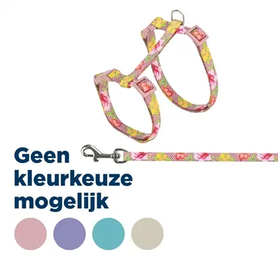 Trixie kattentuigje met riem bloemenmotief assorti 27-45 x 1 cm
