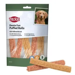 Trixie Denta Fun Puffed Rolls met kippenborst 100 g – glutenvrij - Afbeelding 1