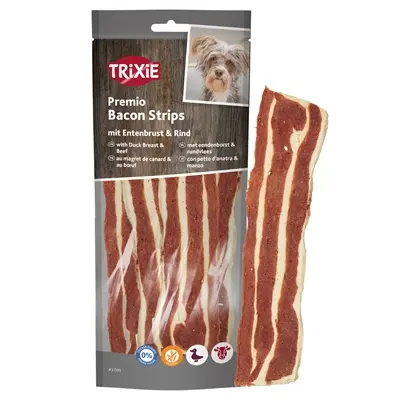 Trixie Premio Bacon Strips met eendenborst en rundvlees 80 g – hondensnack