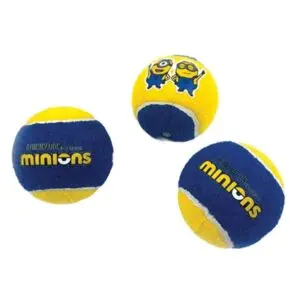 Minions tennisballen hond met pieper geel/blauw 6,5 cm – 3 stuks - Afbeelding 6