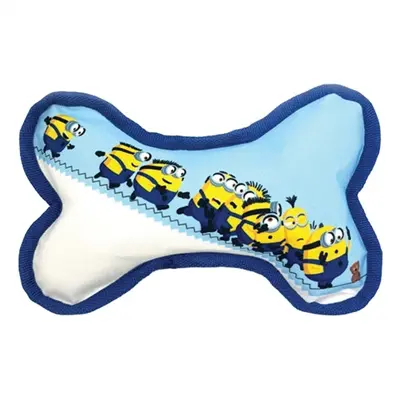 Minions hondenspeeltje canvas bot met piep blauw/wit 21 x 14,2 x 5 cm